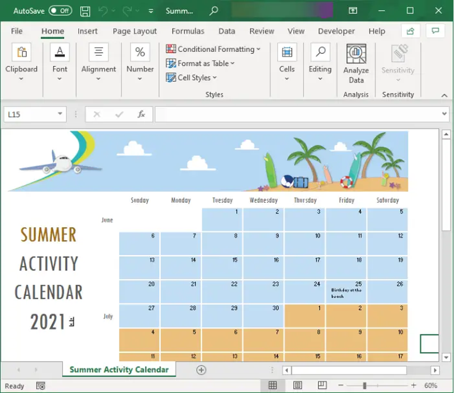 Make a Calendar in Excel